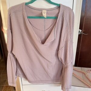 Free People Lavender Waffle Knit Hoodie